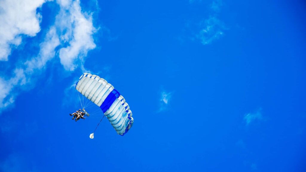 skydiver jumps from a drone